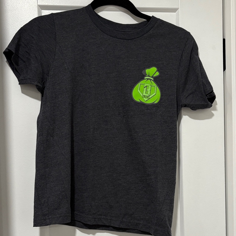 Baseball Lifestyle Charcoal Gray Kids T-Shirt with Green Graphic